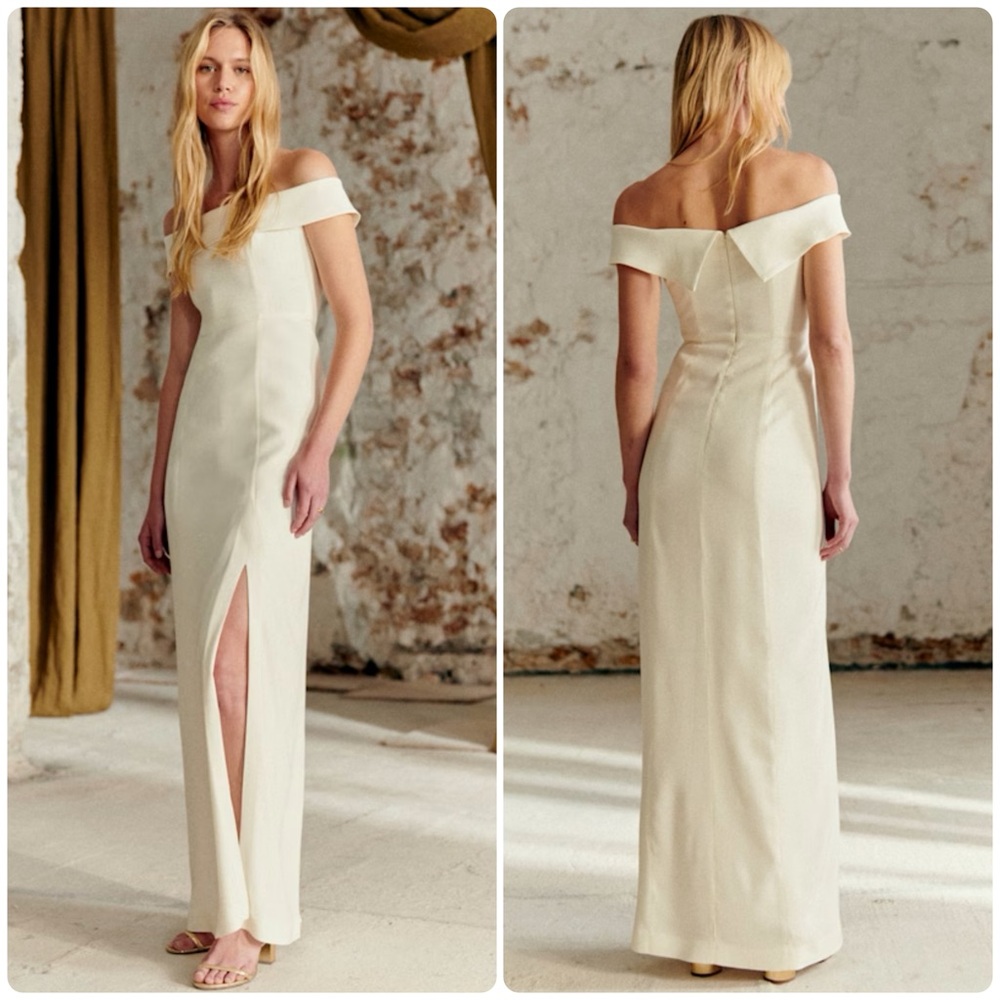 Sezane Olenka Dress Maxi Bridal Wedding Ecru Cream Size 44 US 12 NWT